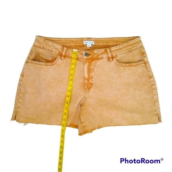 🍊 Ava & Viv Women's Raw Hem Mid Rise Midi Jean Shorts. NWOT Size 16W - Picture 9 of 11